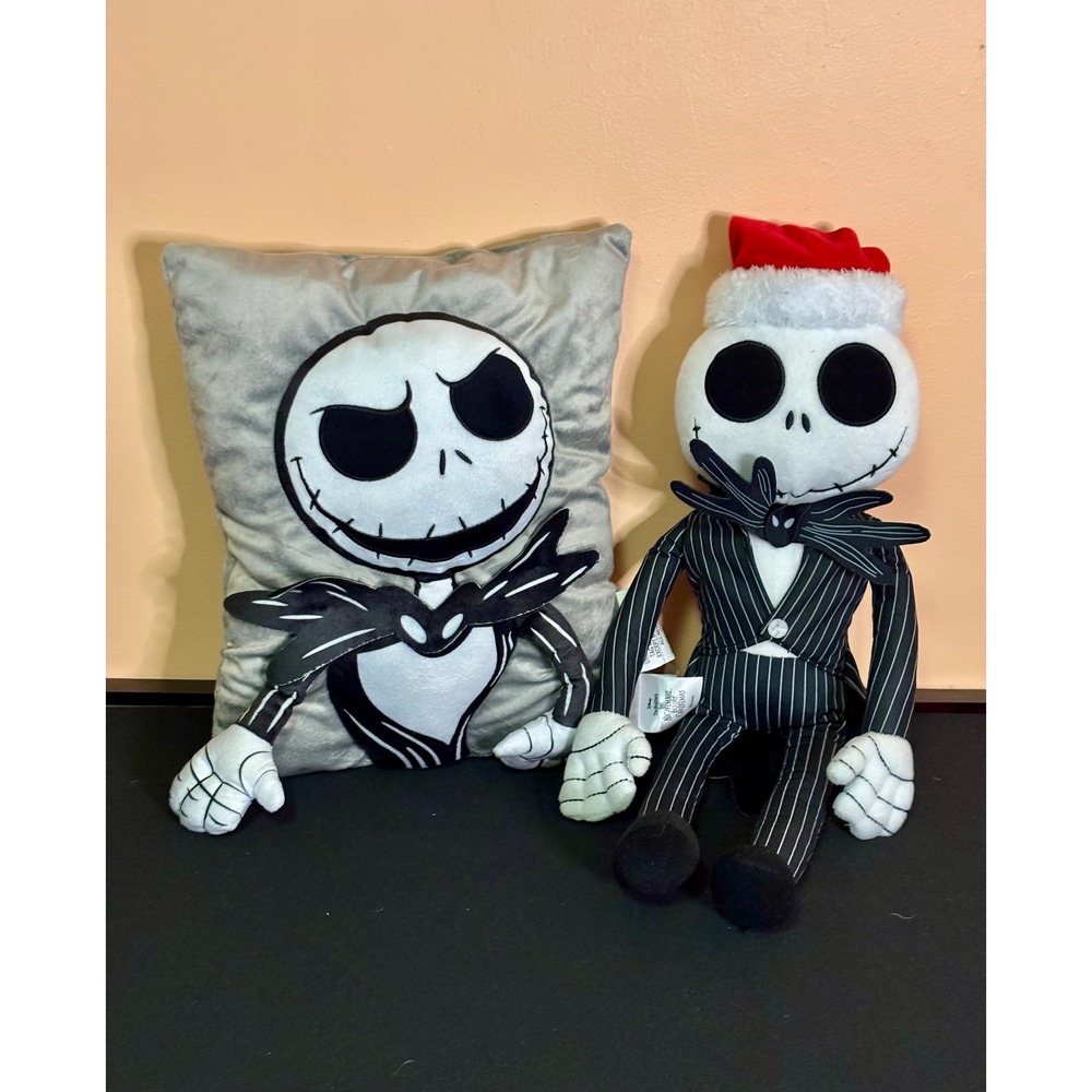 Disney Nightmare Before Christmas Jack Skellington Plush & 3D Pillow Set Lot